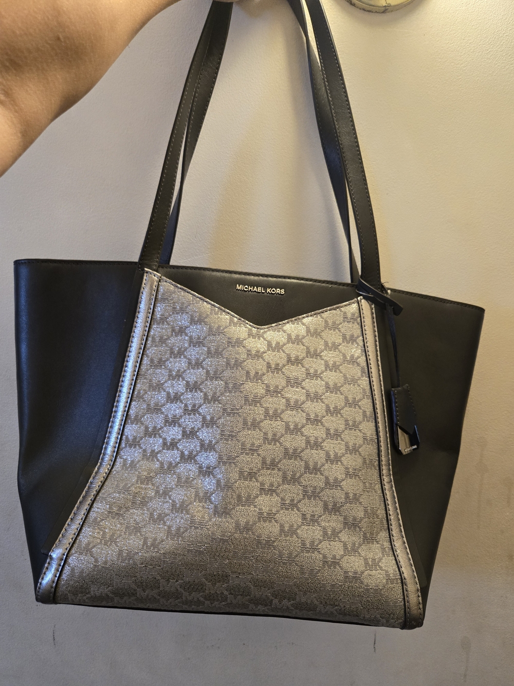 Michael Kors Black and Silver Tote Bag